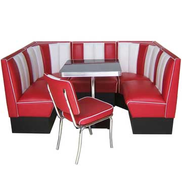 Brunei Pada retro diner-1950s American retro diner U shape booth seating and diner table set furniture gallery